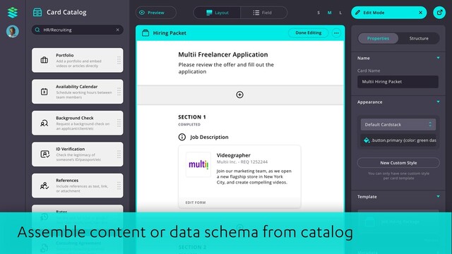 Assemble content or data schema from catalog

