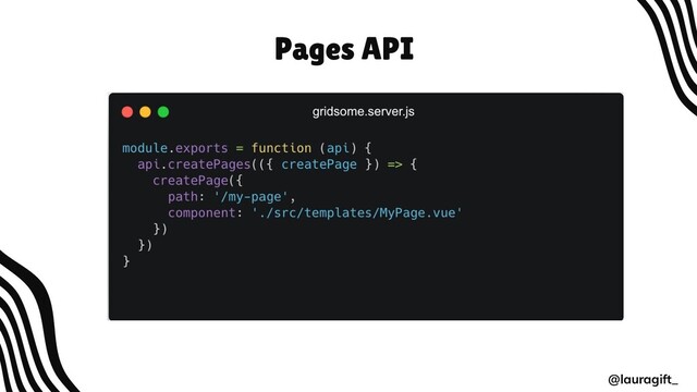 Pages API
@lauragift_
