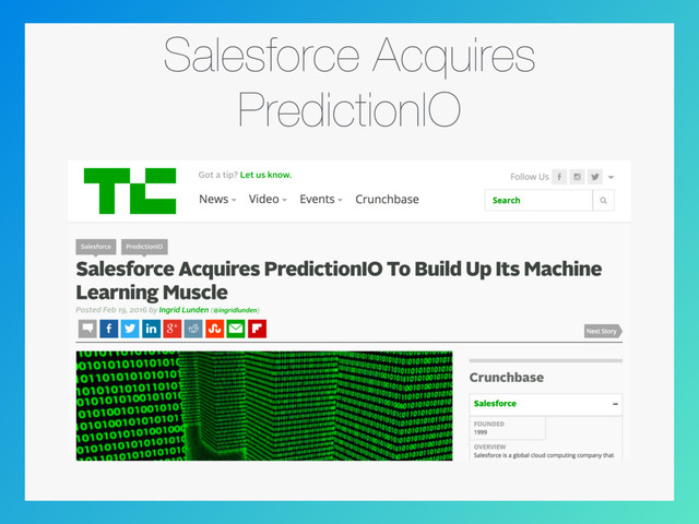 Salesforce Acquires
PredictionIO
