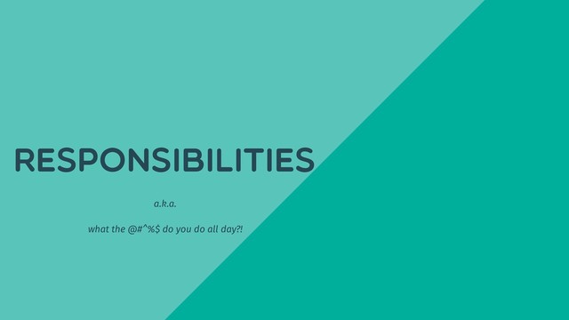 Responsibilities
a.k.a.
what the @#^%$ do you do all day?!
