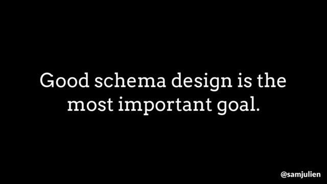 Good schema design is the
most important goal.
@samjulien
