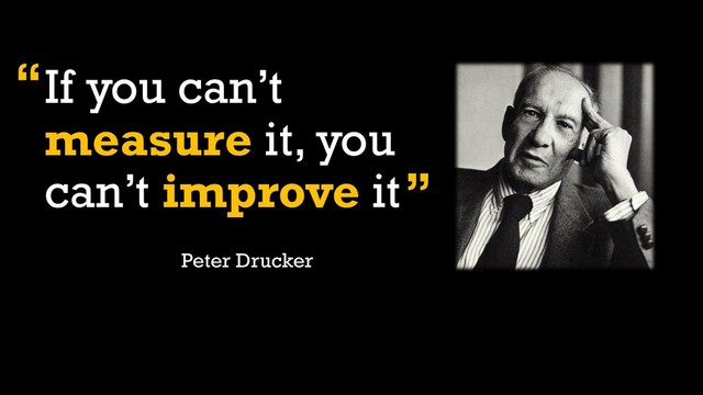 If you can’t
measure it, you
can’t improve it
Peter Drucker
“
”
