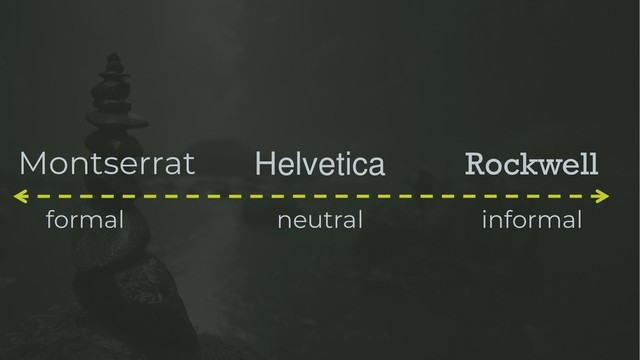 Montserrat
formal
Helvetica Rockwell
informal
neutral
