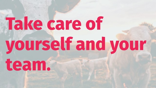 Take care of
yourself and your
team.
