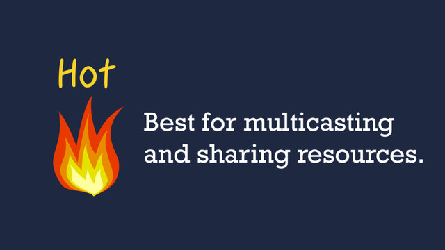 Hot
Best for multicasting
and sharing resources.
