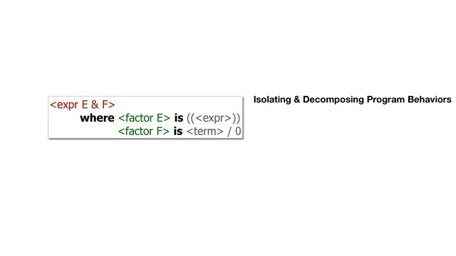 
where  is (())
 is  / 0
Isolating & Decomposing Program Behaviors
