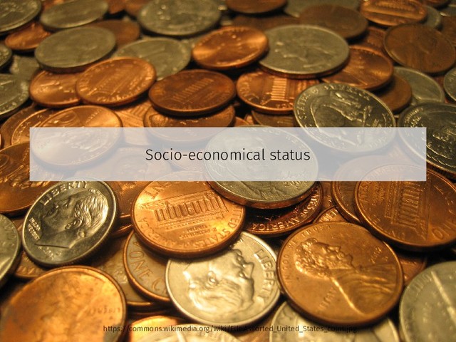 Socio-economical status
https://commons.wikimedia.org/wiki/File:Assorted_United_States_coins.jpg
