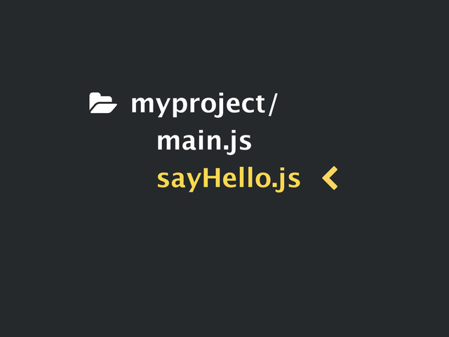 myproject/
main.js
sayHello.js
