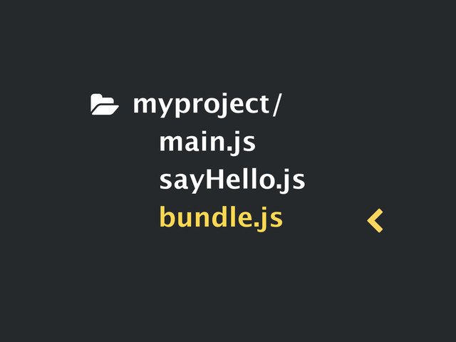 myproject/
main.js
sayHello.js
bundle.js
