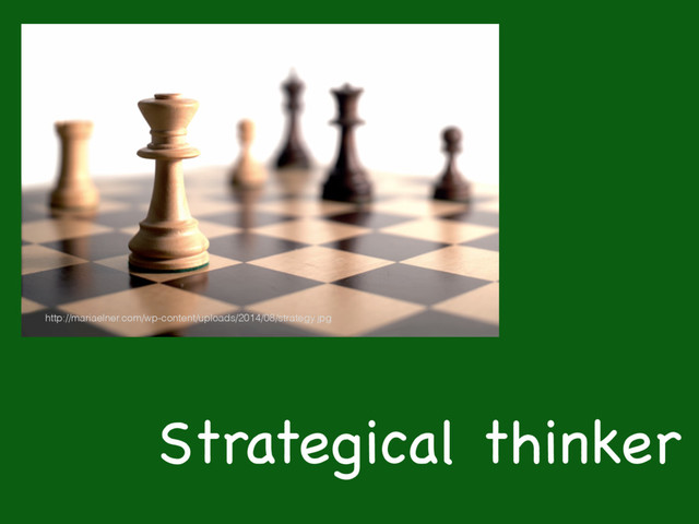 Strategical thinker
http://mariaelner.com/wp-content/uploads/2014/08/strategy.jpg
