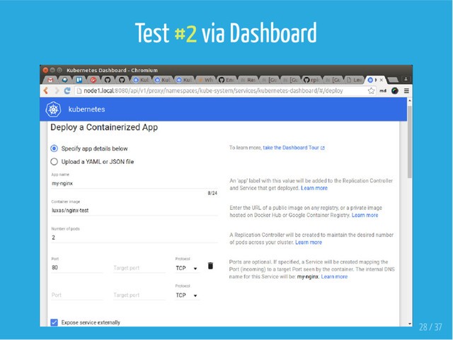 Test #2 via Dashboard
28 / 37
