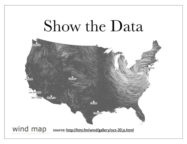 Show the Data
source: http://hint.fm/wind/gallery/oct-30.js.html
