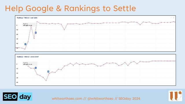 Help Google & Rankings to Settle
whitworthseo.com // @whitworthseo // SEOday 2024
