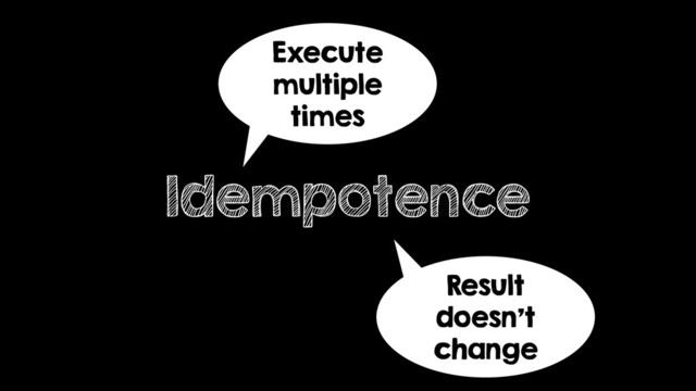 Idempotence
Execute
multiple
times
Result
doesn't
change
