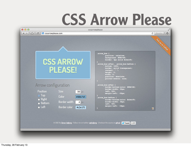 CSS Arrow Please
Thursday, 28 February 13
