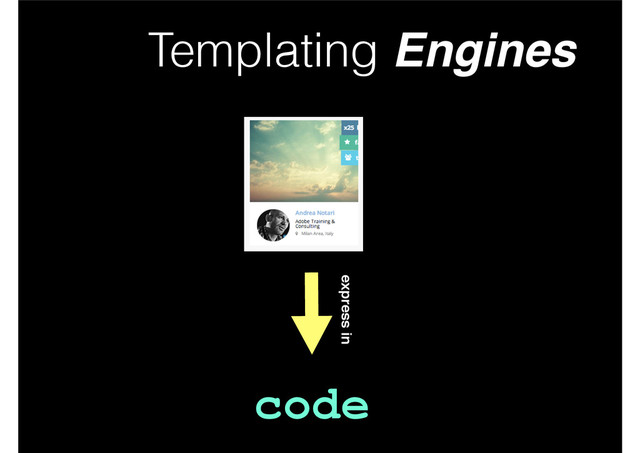 Templating Engines
code
express in
