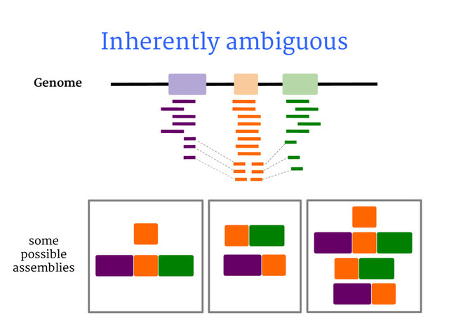 some
possible
assemblies
Inherently ambiguous
Genome
