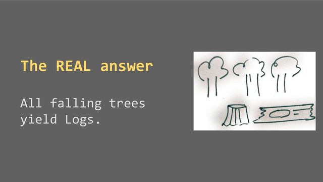The REAL answer
All falling trees
yield Logs.
