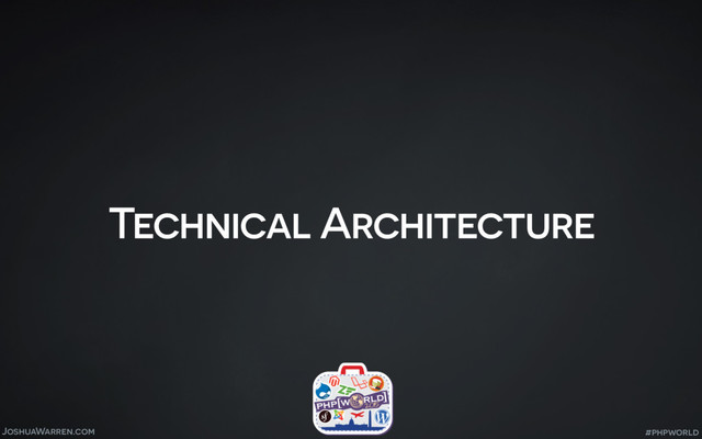 JoshuaWarren.com
Technical Architecture
#phpworld
