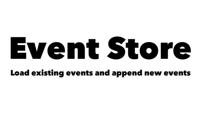 Event Store
Load existing events and append new events

