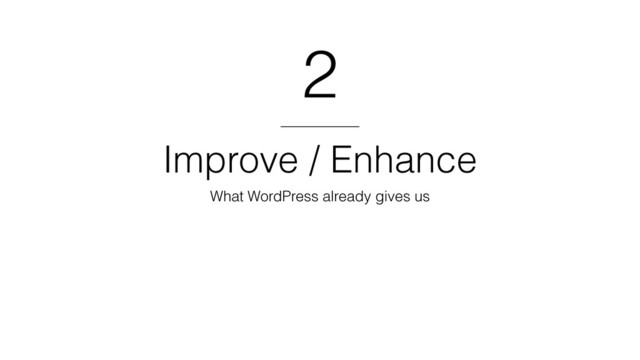 Improve / Enhance
What WordPress already gives us
2
