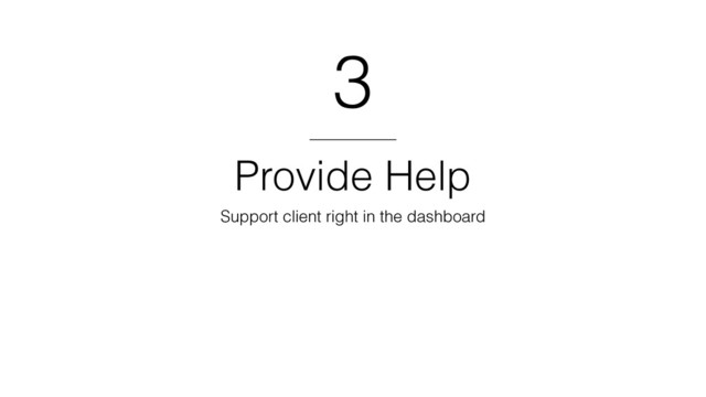 Provide Help
Support client right in the dashboard
3
