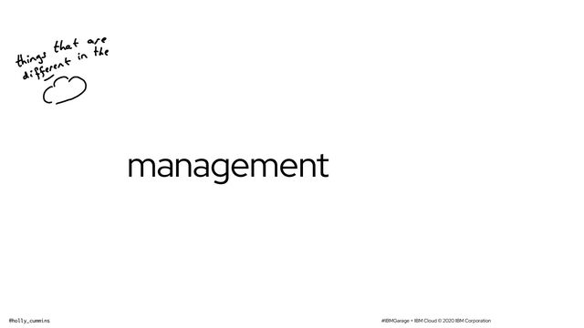 #IBMGarage + IBM Cloud © 2020 IBM Corporation
@holly_cummins
management
