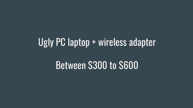 Ugly PC laptop + wireless adapter
Between $300 to $600
