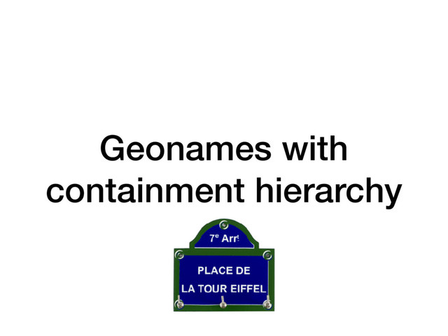 Geonames with
containment hierarchy
