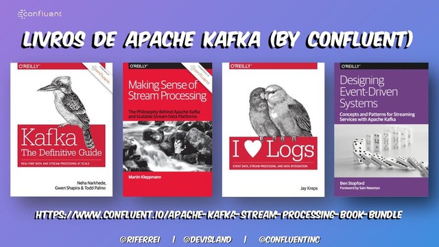 @riferrei | @Devisland | @CONFLUENTINC
LIVROS DE APACHE KAFKA (by CONFLUENT)
https://www.confluent.io/apache-kafka-stream-processing-book-bundle
