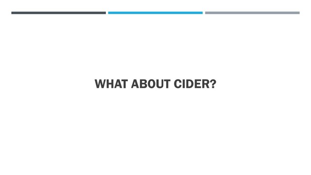 WHAT ABOUT CIDER?
