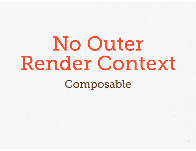 13
No Outer
Render Context
Composable

