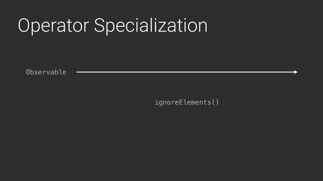 Operator Specialization
ignoreElements()
Observable
