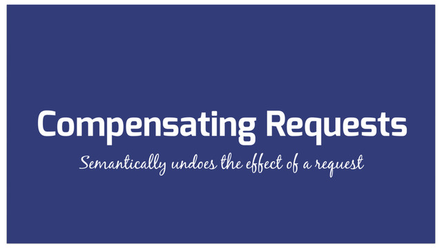 Compensating Requests
Semantically undoes the effect of a request
