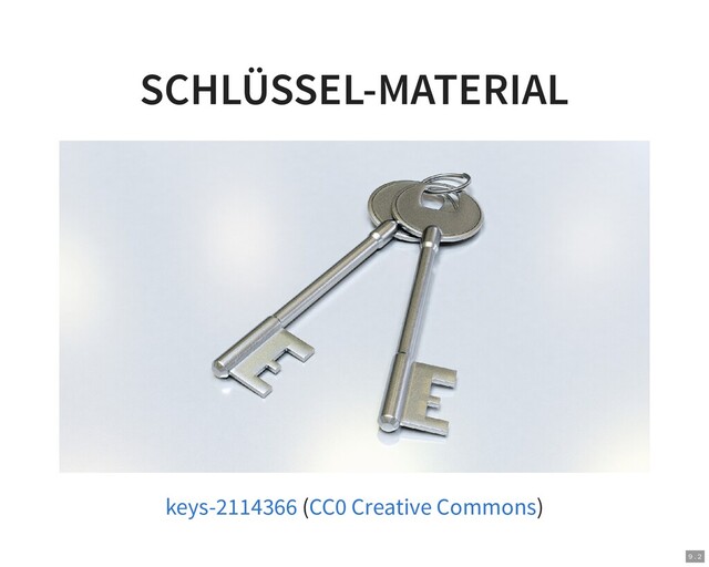 SCHLÜSSEL-MATERIAL
( )
keys-2114366 CC0 Creative Commons
9 . 2
