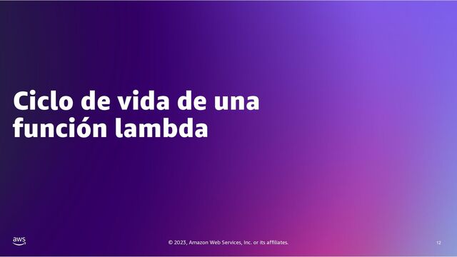 © 2023, Amazon Web Services, Inc. or its affiliates. 12
Ciclo de vida de una
función lambda
