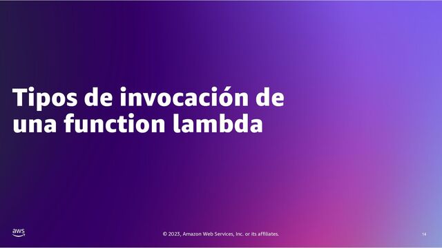 © 2023, Amazon Web Services, Inc. or its affiliates. 14
Tipos de invocación de
una function lambda
