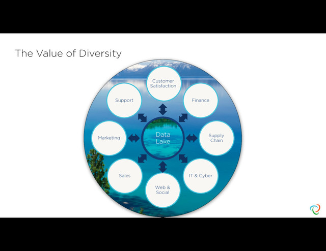 Data
Lake
Data
Lake
Finance
Supply
Chain
IT & Cyber
Web &
Social
Marketing
Support
The Value of Diversity
Customer
Satisfaction
Sales
