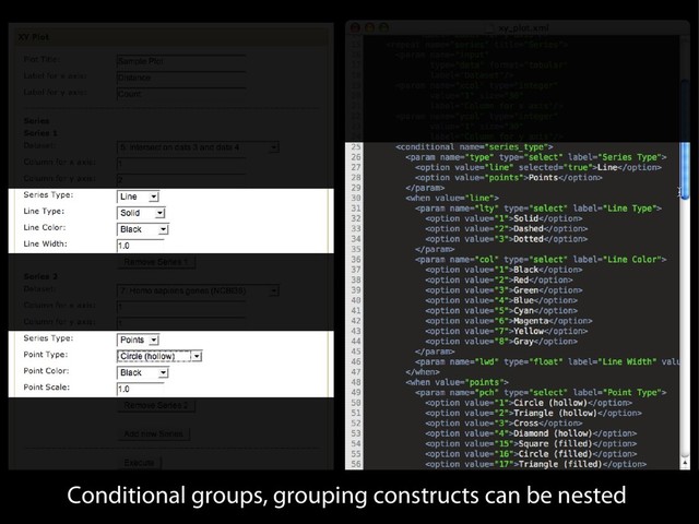 Conditional groups, grouping constructs can be nested
