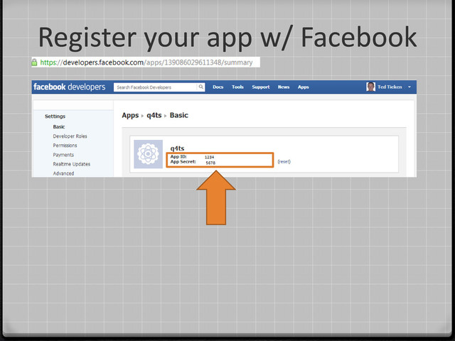 Register your app w/ Facebook
