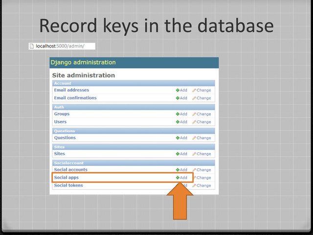 Record keys in the database
