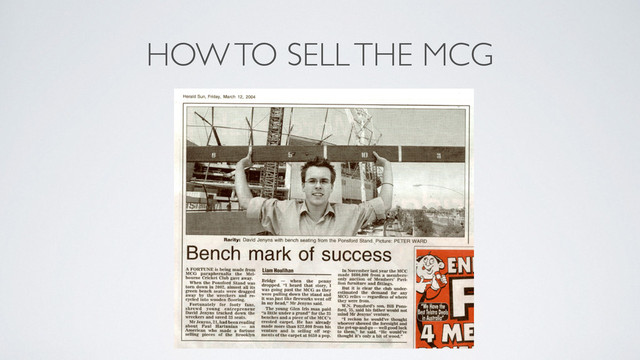 HOW TO SELL THE MCG
