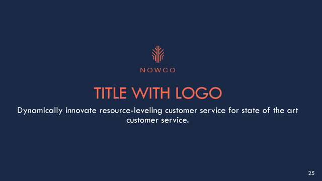 TITLE WITH LOGO
Dynamically innovate resource-leveling customer service for state of the art
customer service.
25
