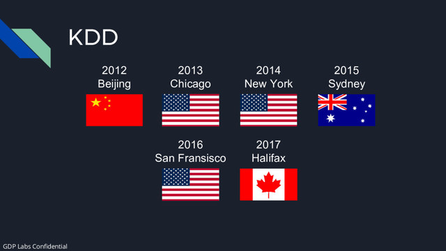 KDD
2012
Beijing
2013
Chicago
2014
New York
2015
Sydney
2016
San Fransisco
2017
Halifax
GDP Labs Confidential

