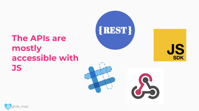 @
{ REST }
The APIs are
mostly
accessible with
JS
