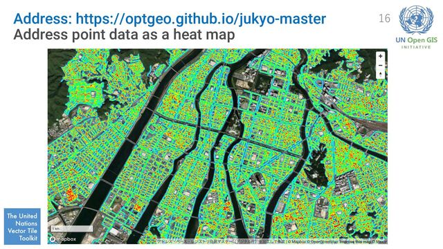 Address: https://optgeo.github.io/jukyo-master
Address point data as a heat map
16
