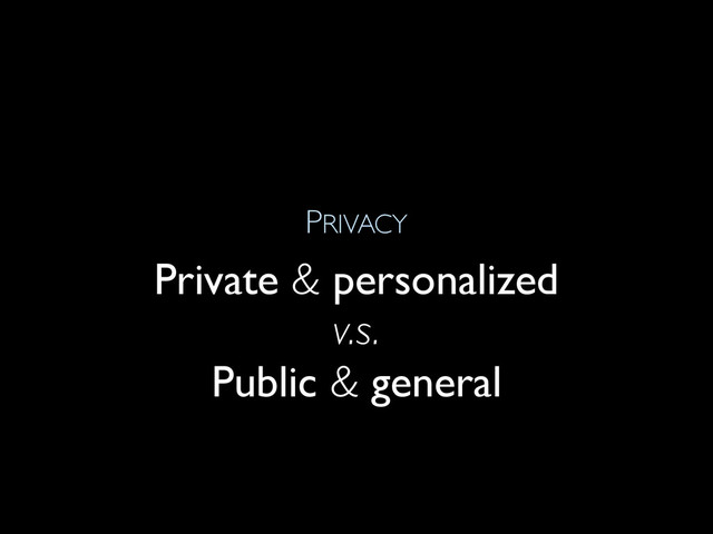 PRIVACY
Private & personalized
v.s.
Public & general
