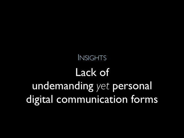 INSIGHTS
Lack of
undemanding yet personal
digital communication forms
