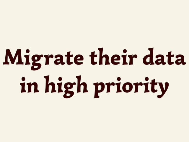 Migrate their data
in high priority
