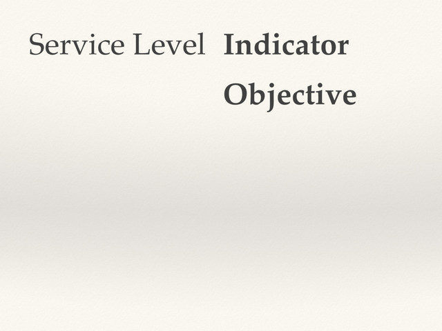 Service Level Indicator
Objective
